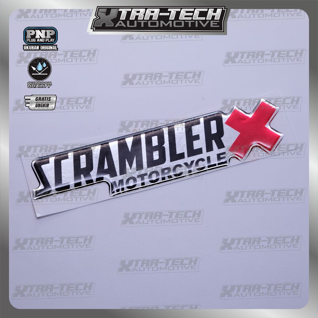 emblem timbul scrambler x / emblem tangki motor custom / emblem tanki scrambler / sticker scrambler 