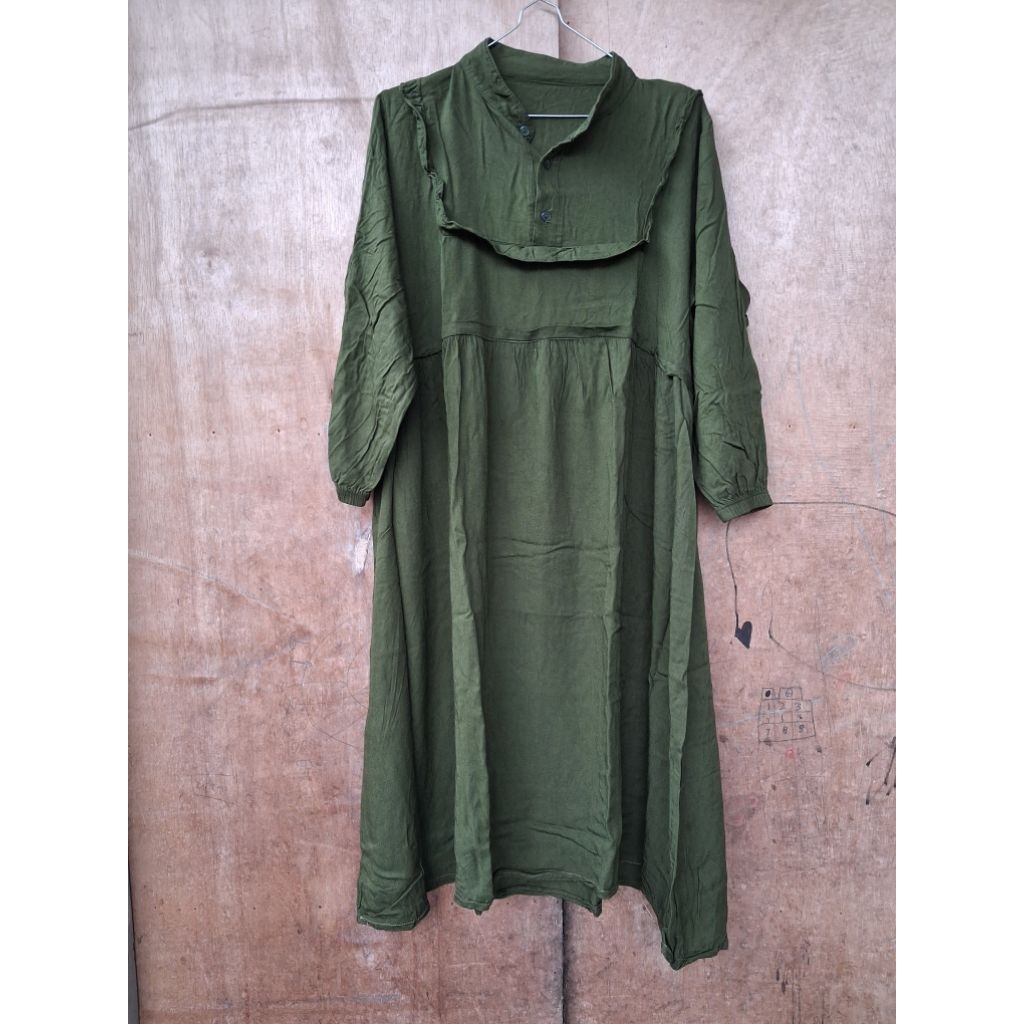setelan rok tunik army rayon
