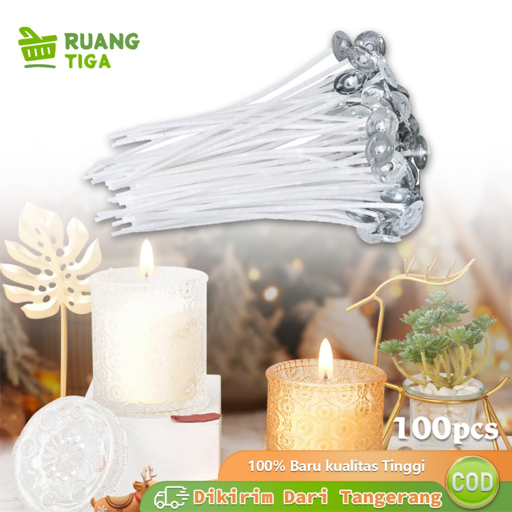 100 Pcs Sumbu Lilin Bahan Katun Candle Wicks Aromaterapi Cotton Candle Wick /Waxed Cotton Eco Wick D