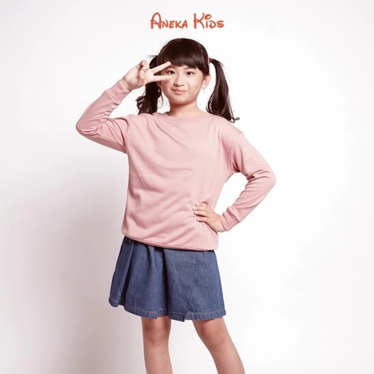 Sweater Crewneck Anak Cewe Polos / Sweater Anak