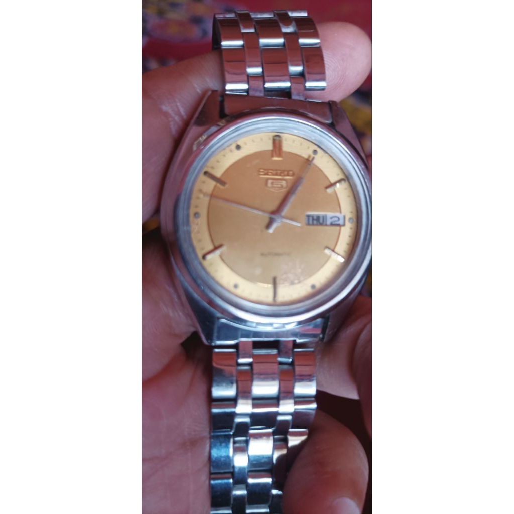 Jam Seiko 5 7009-8040 dial/plat gold Japan
