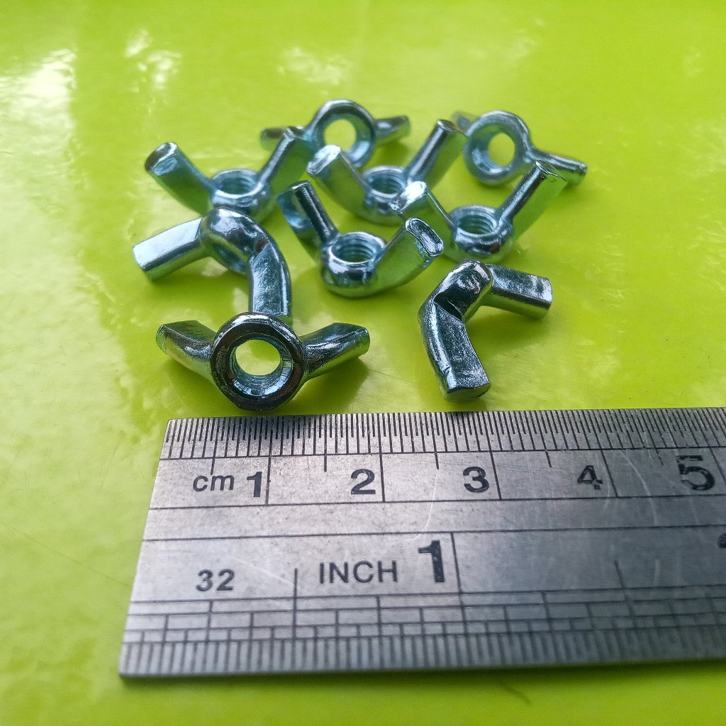 MUR KUPU KUPU M4 PUTIH / MUR KUPING M4 PUTIH / WING NUT M4 GALVANIS / WING NUT GALVANIZ M4