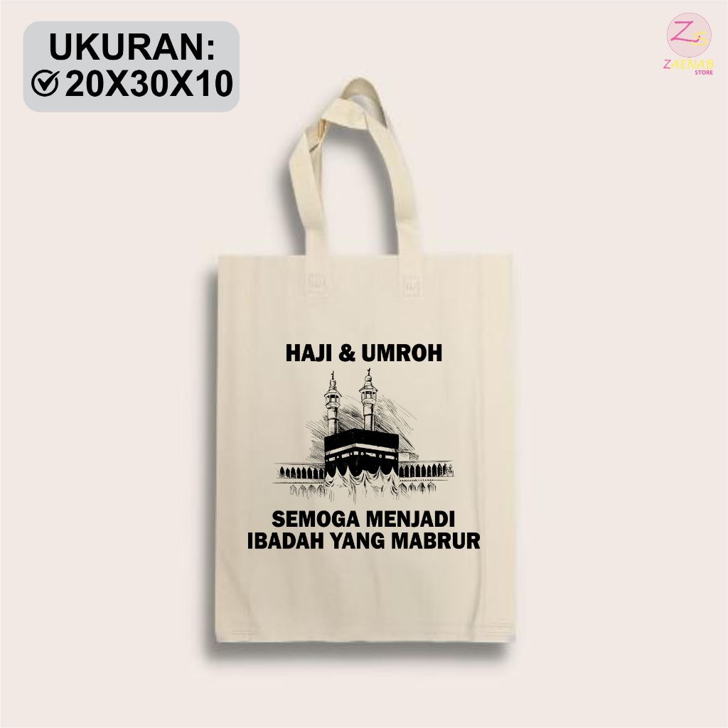 

Tas Spunbond Haji Umroh 20x30x10/Goodie Bag Souvenir Haji dan Umroh/Tas Hampers Kabah