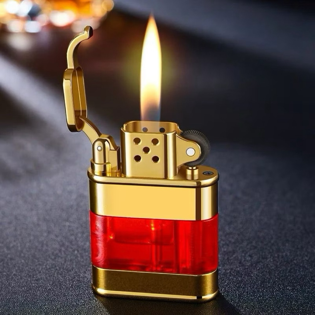 Korek api unik tabung transfaran roda api isiulang gas