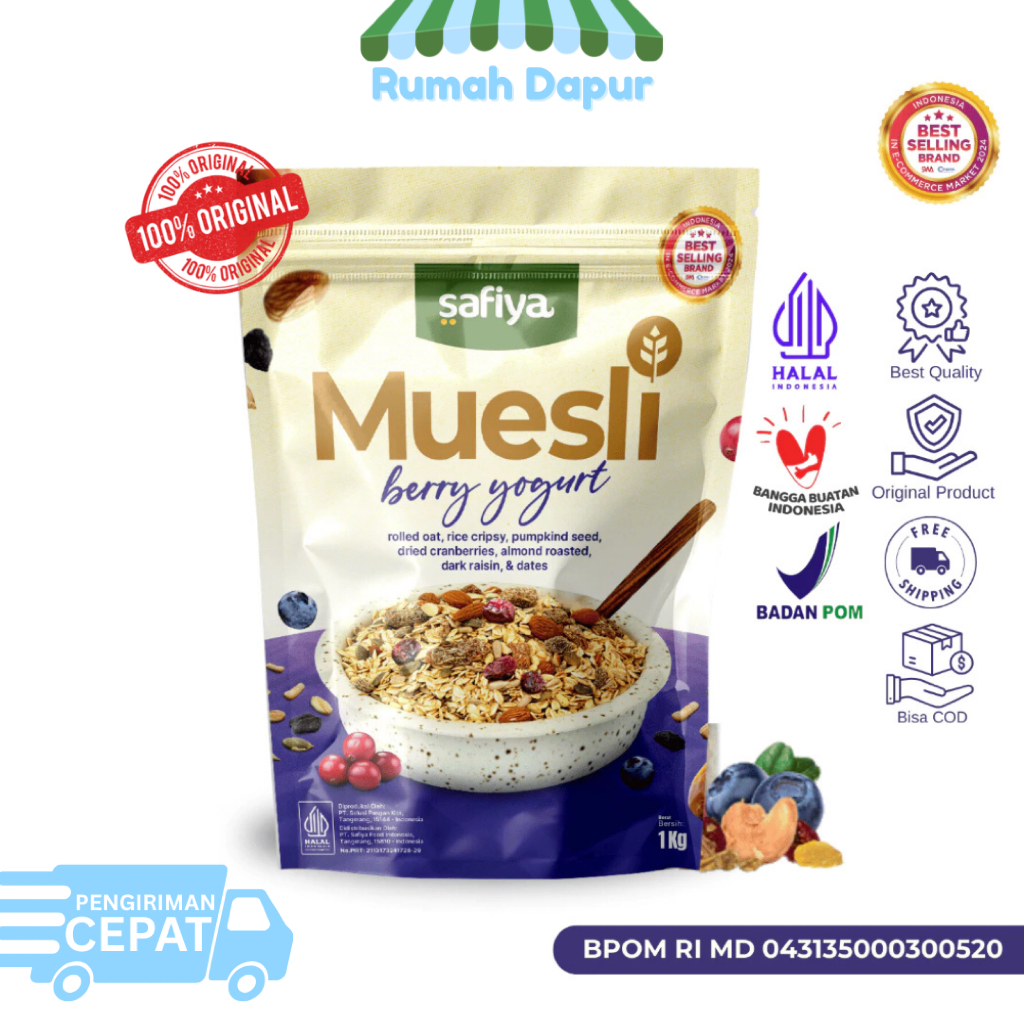 

Safiya Muesli Berry Yogurt 1 Kg Sereal With Almond Premium sehat