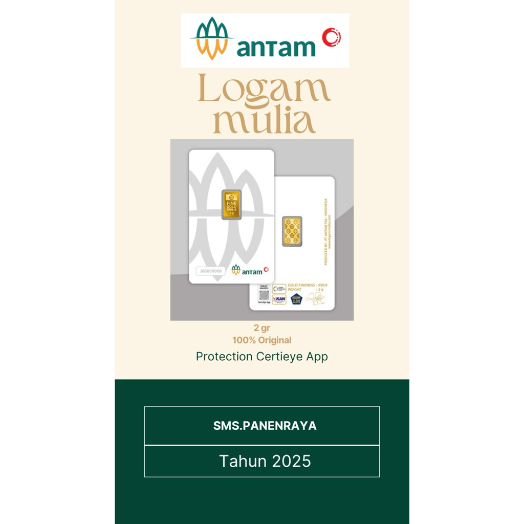 Logam Mulia Antam 2 gr 100% Original Proteksi CertiEye Emas Lantakan Pabrikan