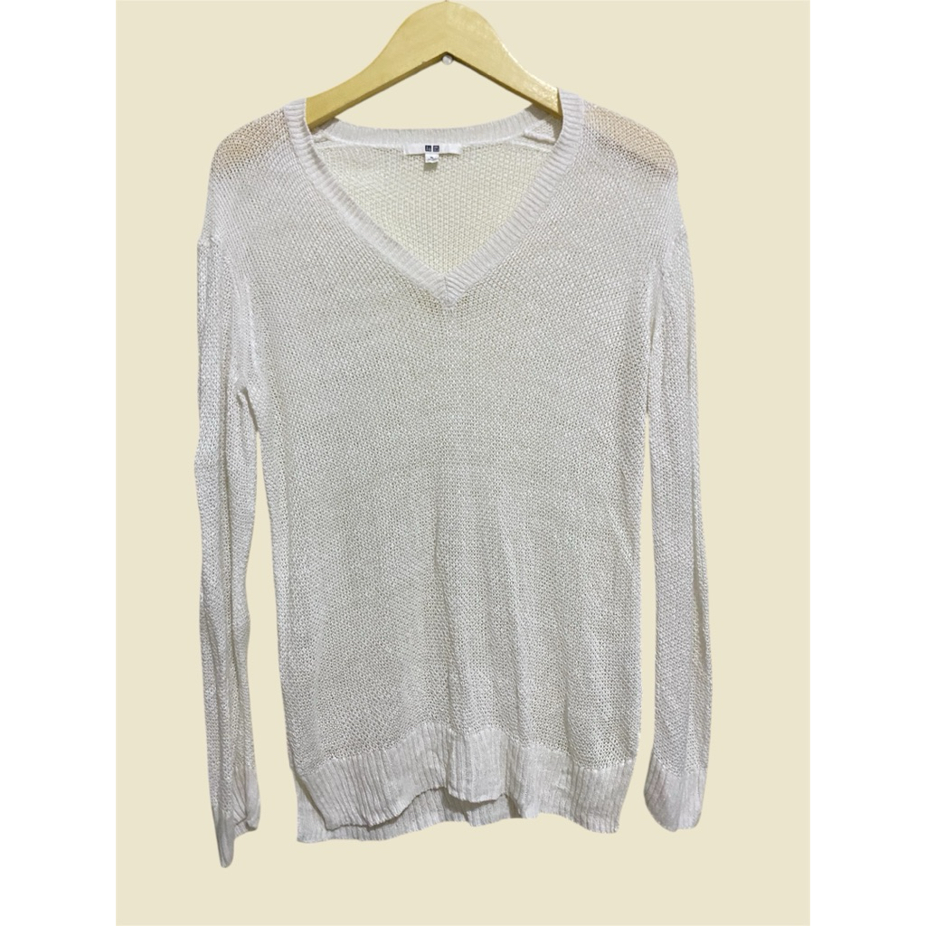 UNiQLO jaring-jaring putih atasan pantai outer wanita