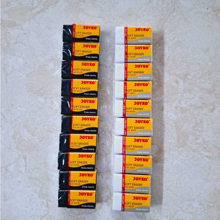 

(10 PCS) Penghapus Setip Stip Pensil Eraser Joyko 526 - B40 Kecil Putih dan Hitam