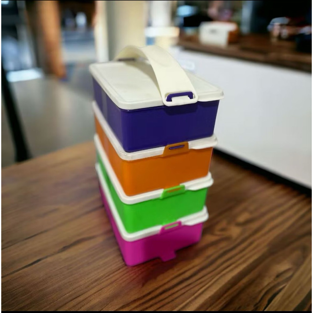 RANTANG LBH/RANTANG 4 SUSUN/KOTAK BEKAL CERIA BESAR/RANTANG PLASTIK WARNA WARNI/KOTAK MAKAN SET 4 (I