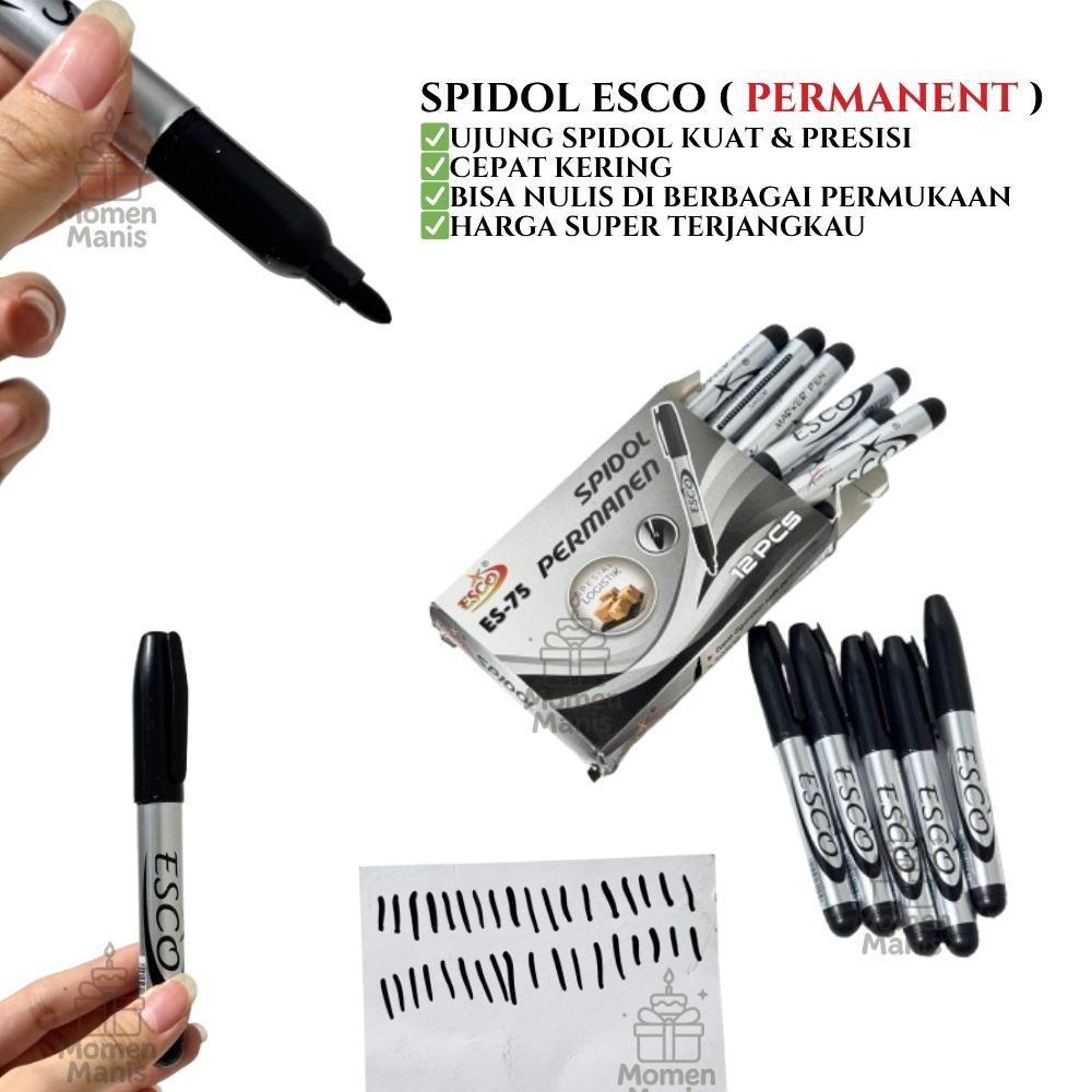 

Spidol ESCO Es-75 Spidol Permanent 1Pcs Tinta Tahan Anti Air