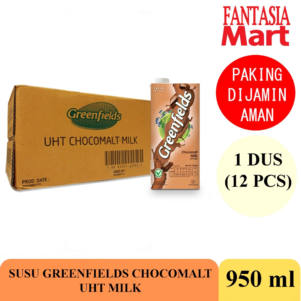 

GREENFIELDS SUSU CHOCOMALT 950 ML UHT DUS ISI 12 PCS FUN CORNER DENGAN PAKING AMAN