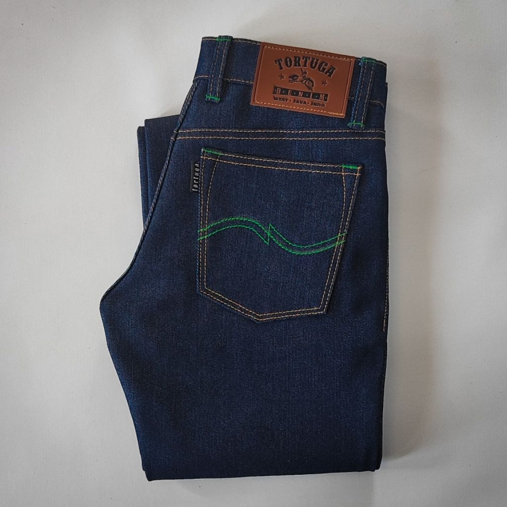 TORTUGA DENIM, celana denim selvedge accent - Blue Oceanic