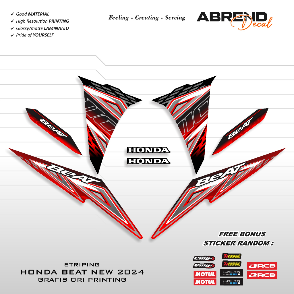 Stiker Striping Lis Les Polet Body Motor BEAT FI CBS 2024 Grafis Vustom Variasi / Sticker Honda Beat