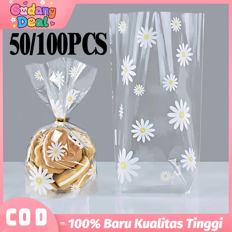 

100pcs Goodie Bag Christmas Kantong Kado Kue Kering Motif Daisy