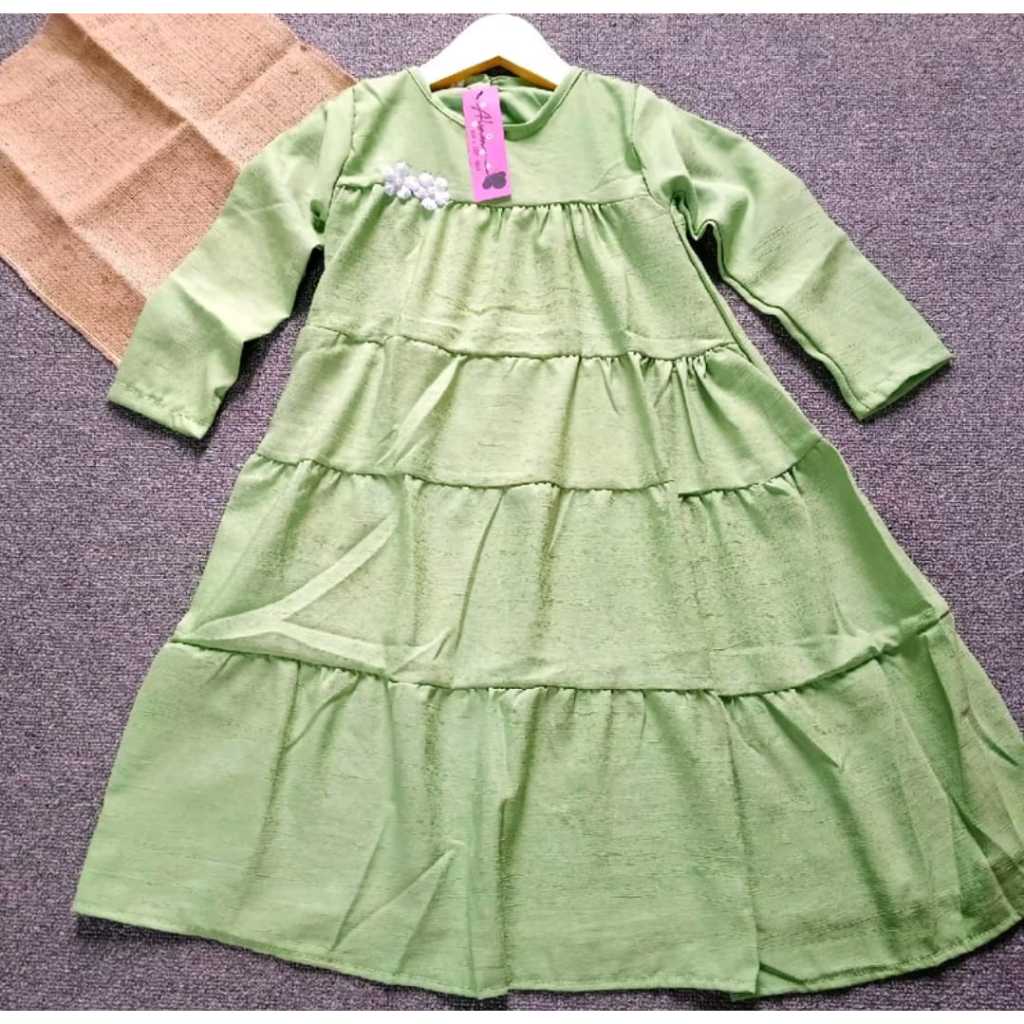 COD GAMIS MIKAYLA GAMIS ANAK 1-8 TAHUN CRINGKEL GAMIS MANASIK CANTIK NYAMAN SYARI HIJAU WARDAH SAGE
