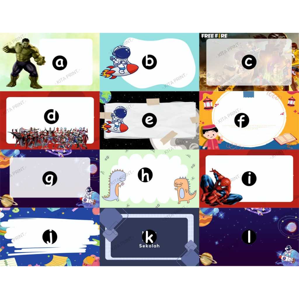 

Label Sticker Custom Nama, Kelas Dll