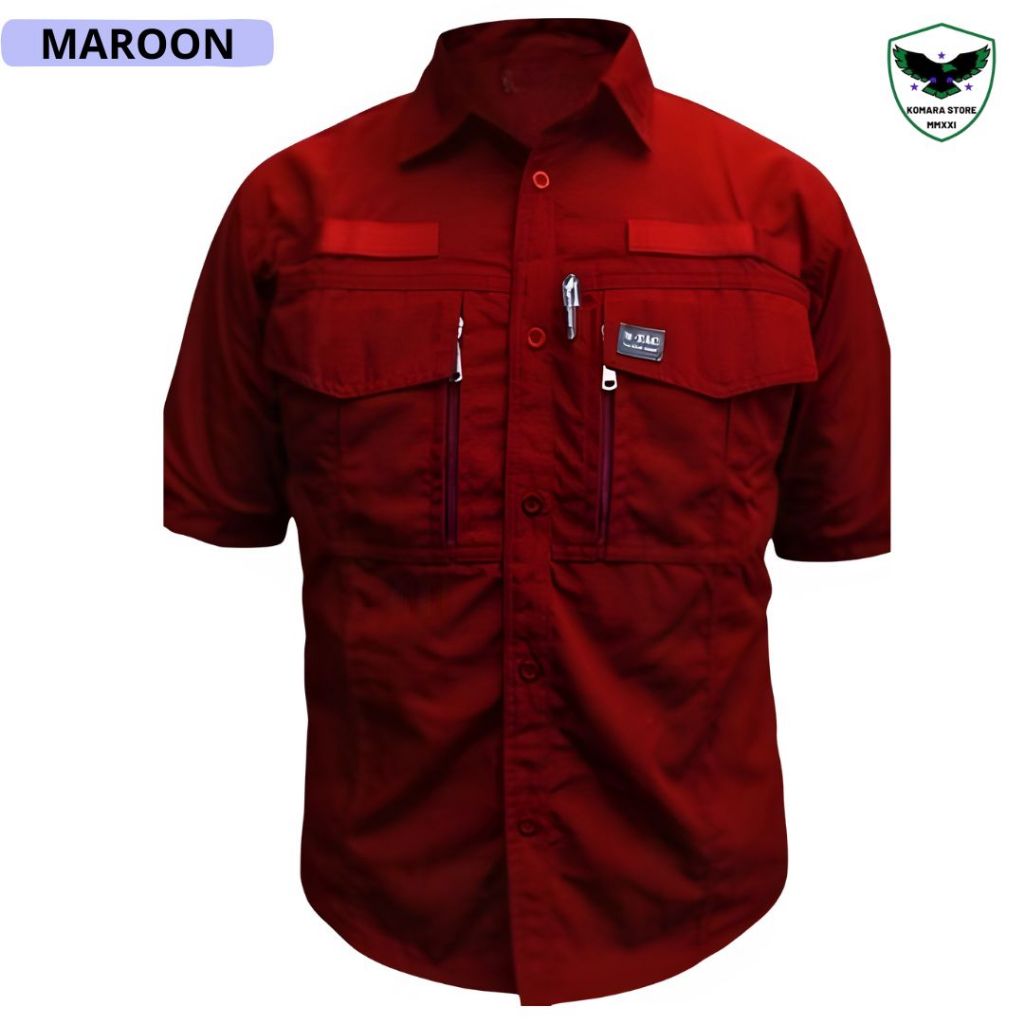 Kemeja Tactical W-tac Maroon Pendek/Kemeja Outdoor Pria/Kemeja Kerja Pria Original Premium