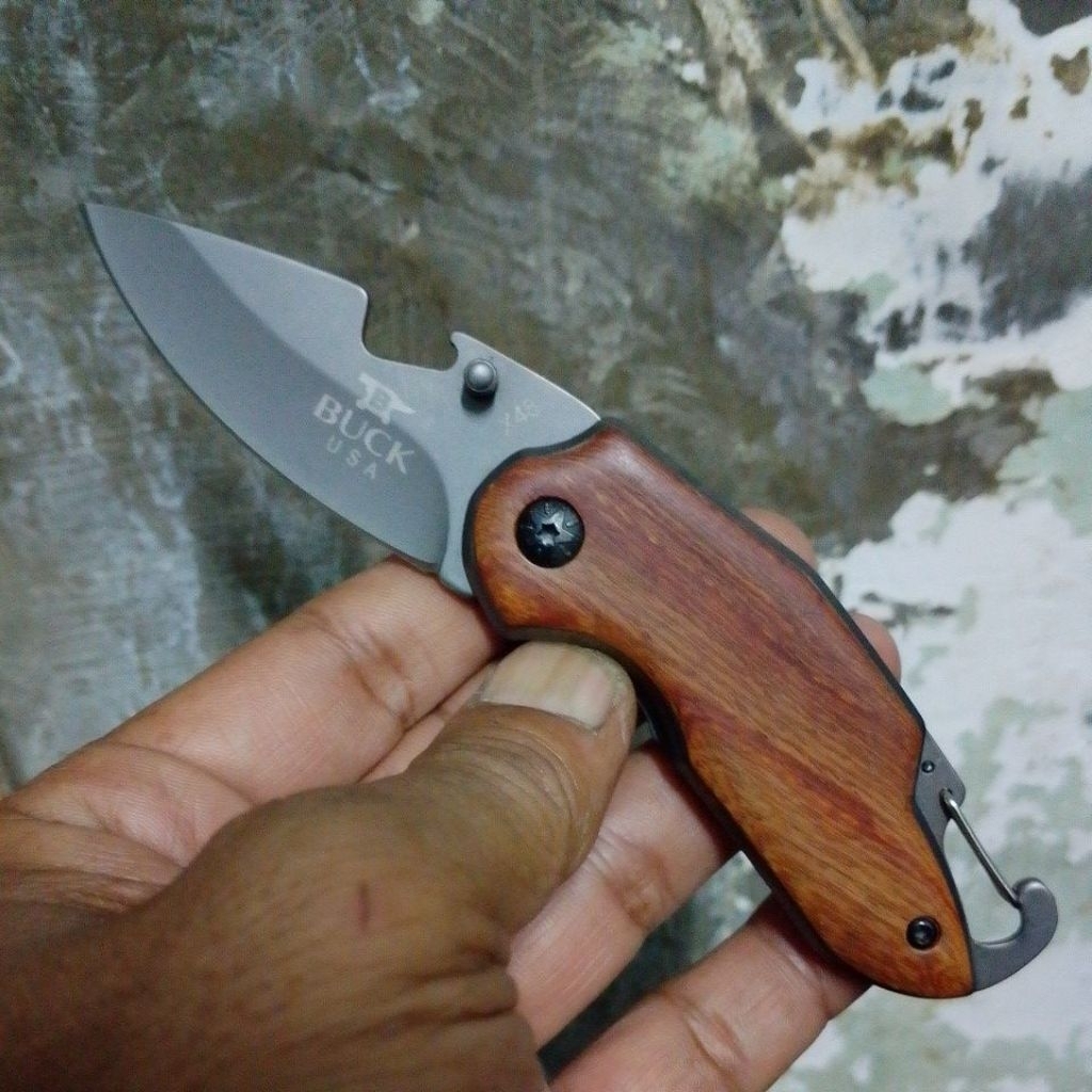 PISAU CAMPING SURVIVAL LIPAT BUCK X48 PISAU LIPAT SURVIVAL OUTDOOR