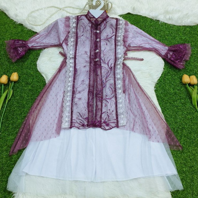 KODE X12K Set Rok Raya Outer Brukat Tyle Anak 315 Tahun Size 14 Bisa Dewasa Set Gaun Lebaran
