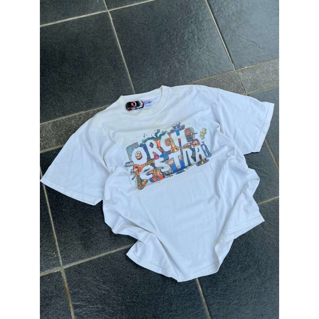 Kaos Putih Art tee Tag Hanes Comfort Tee