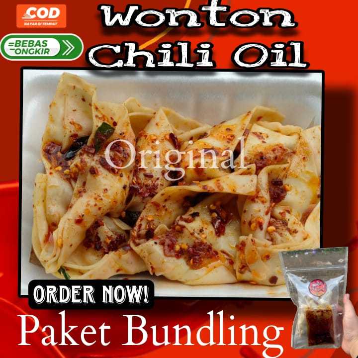 

Pangsit Chili Oil/Wonton Chili Oil Paket Bundling 2Pcs Original Isi Daging Ayam