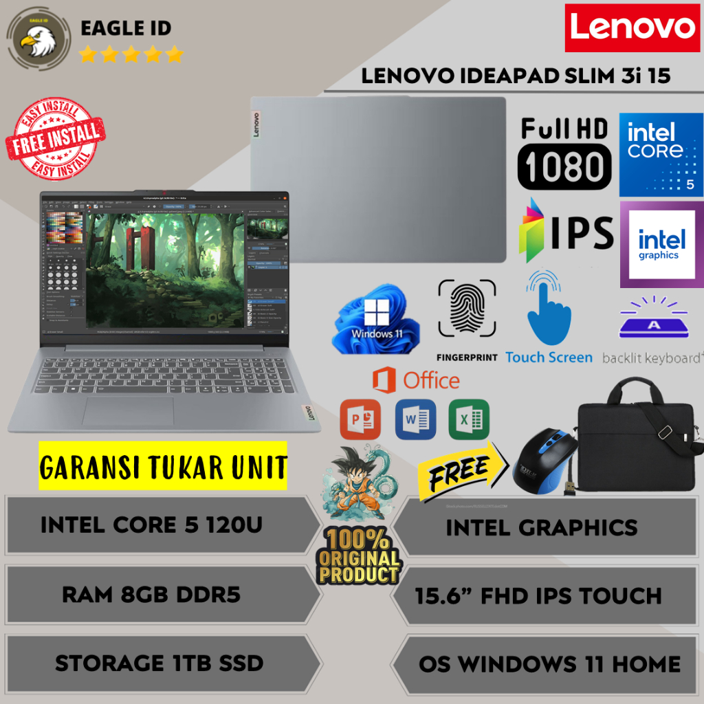 Lenovo Ideapad Slim 3i 15 Intel Core 5 120U Ram 8GB 1TB SSD 15.6'' FHD IPS Touch Windows 11 Original