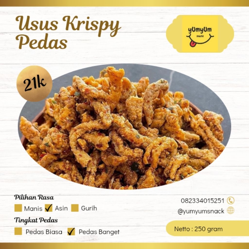 

Usus Krispi / kripik usus 250 GR / 250Gr usus Crispy bumbu Pedas daun jeruk