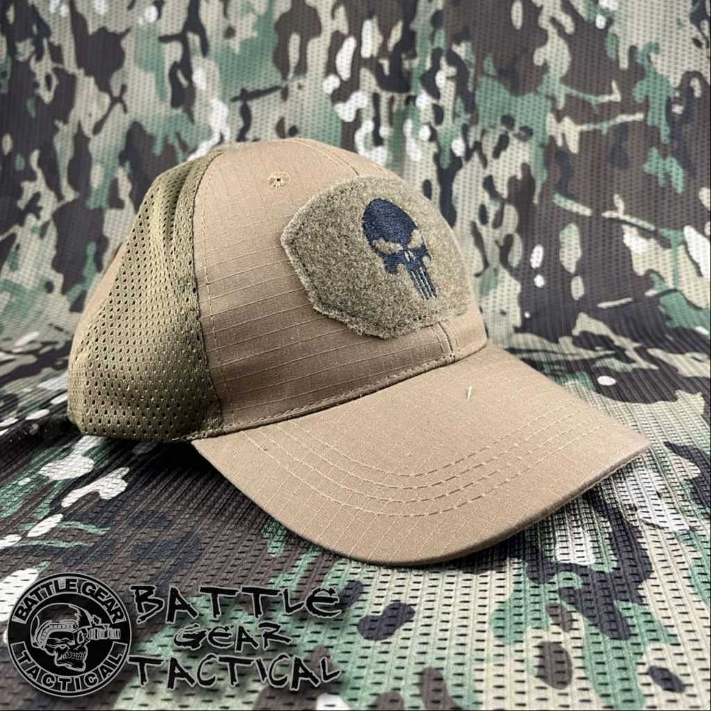 Topi Phunisher Coklat Topi Pria Keren Topi Outdoor Pria Model Tengkorak Topi Olahraga Topi Fashion P