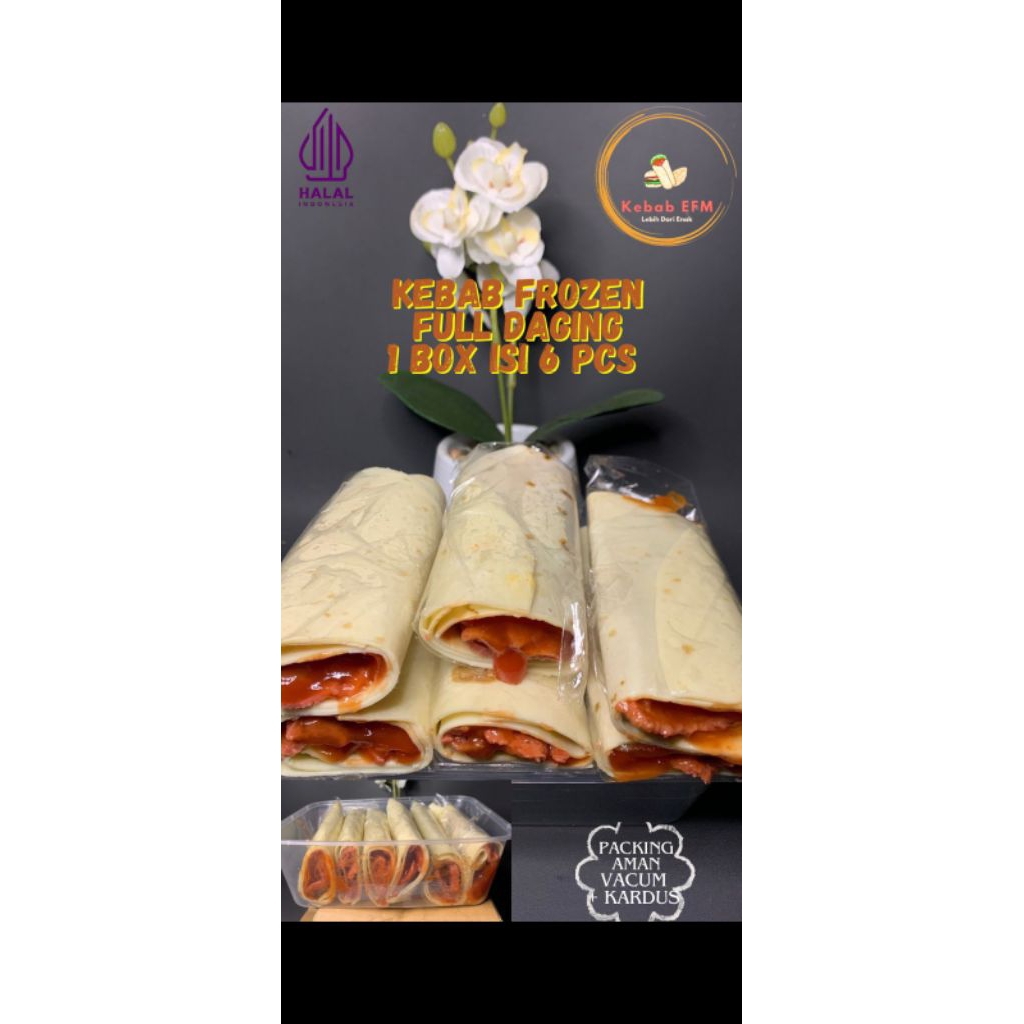 

(KEBAB EFM) Kebab Daging Frozen Extra Daging isi 6pcs