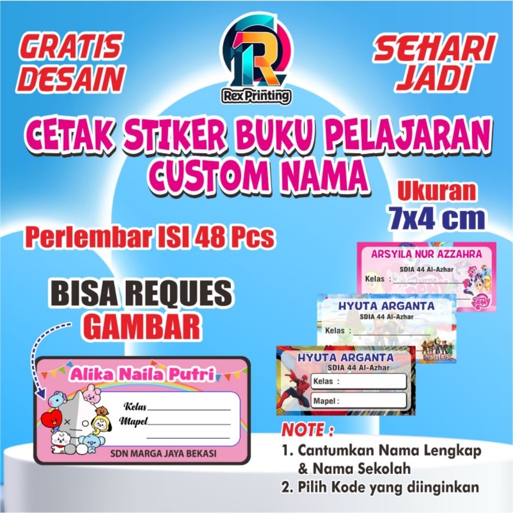 

STIKER MAPEL NAMA MATA PELAJARAN / STIKER BUKU PELAJARAN BISA CUSTOM UKURAN 7 x 3,5 cm ISI 48 Pcs