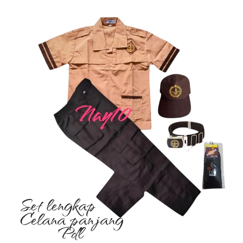 set lengkap baju pramuka pendek siaga/lis celana pramuka panjang pdl sd