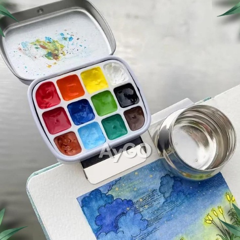 

KODE X49F MINI METAL PALETTE PAINTING PALET LUKIS PORTABLE TRAVEL PALETTE PAINTING