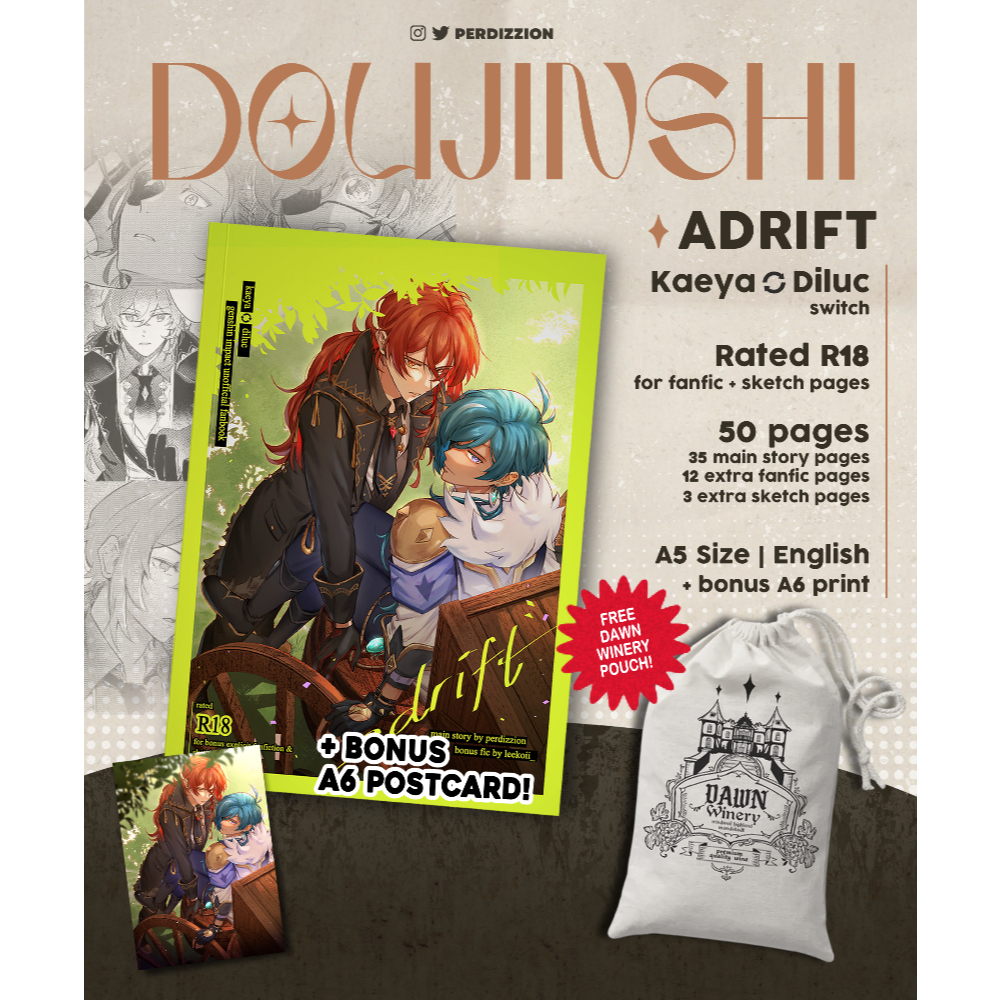 Diluc x Kaeya/Kaeya x Diluc (Switch) Doujinshi - "ADRIFT" (Genshin Impact Unofficial Fanbook/Fancomi