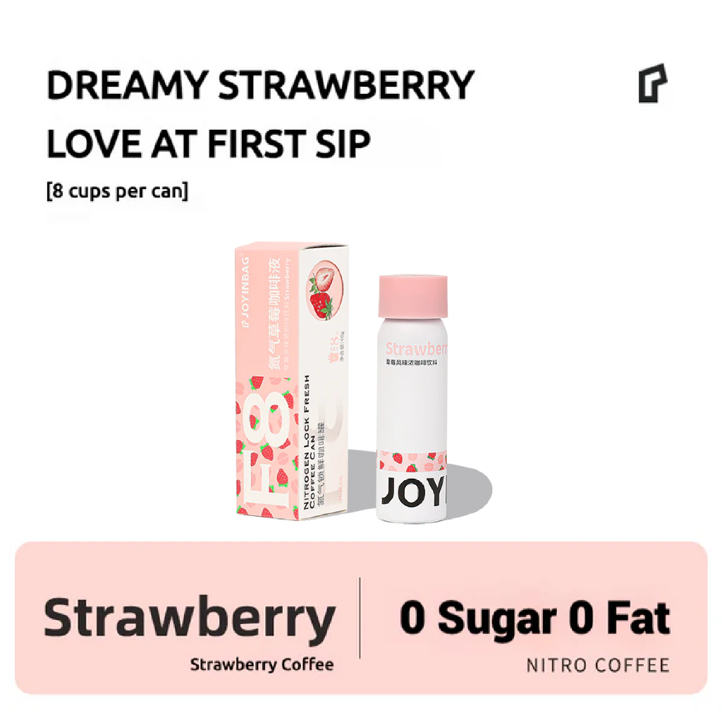 

JOYINBAG F8 Strawberry Nitro Coffee 8 Espresso Shots Per Can [ Dreamy Strawberry ] Nitro Kopi Instan