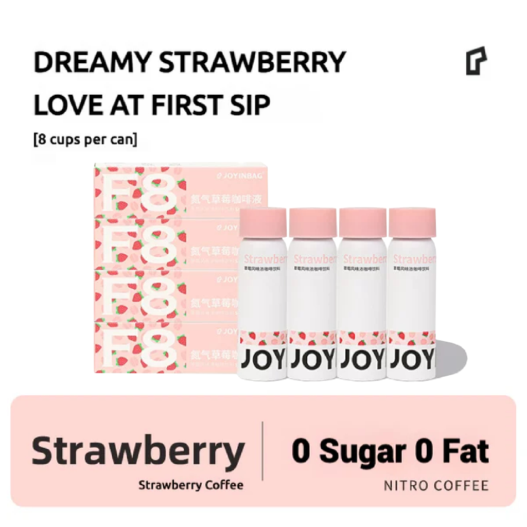

[ 4pcs ] JOYINBAG F8 Strawberry Nitro Coffee 8 Espresso Shots [ Dreamy Strawberry ] NitroKopi Instan