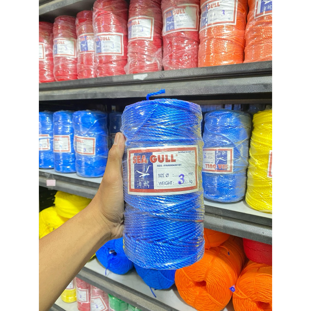 

Tali Tambang 3mm 200m Biru Merk Sea Gull Rope / Tambang 3 mili - Tali Karamba / Tali Jaring Burung - Tali Layangan - Tali Tampar