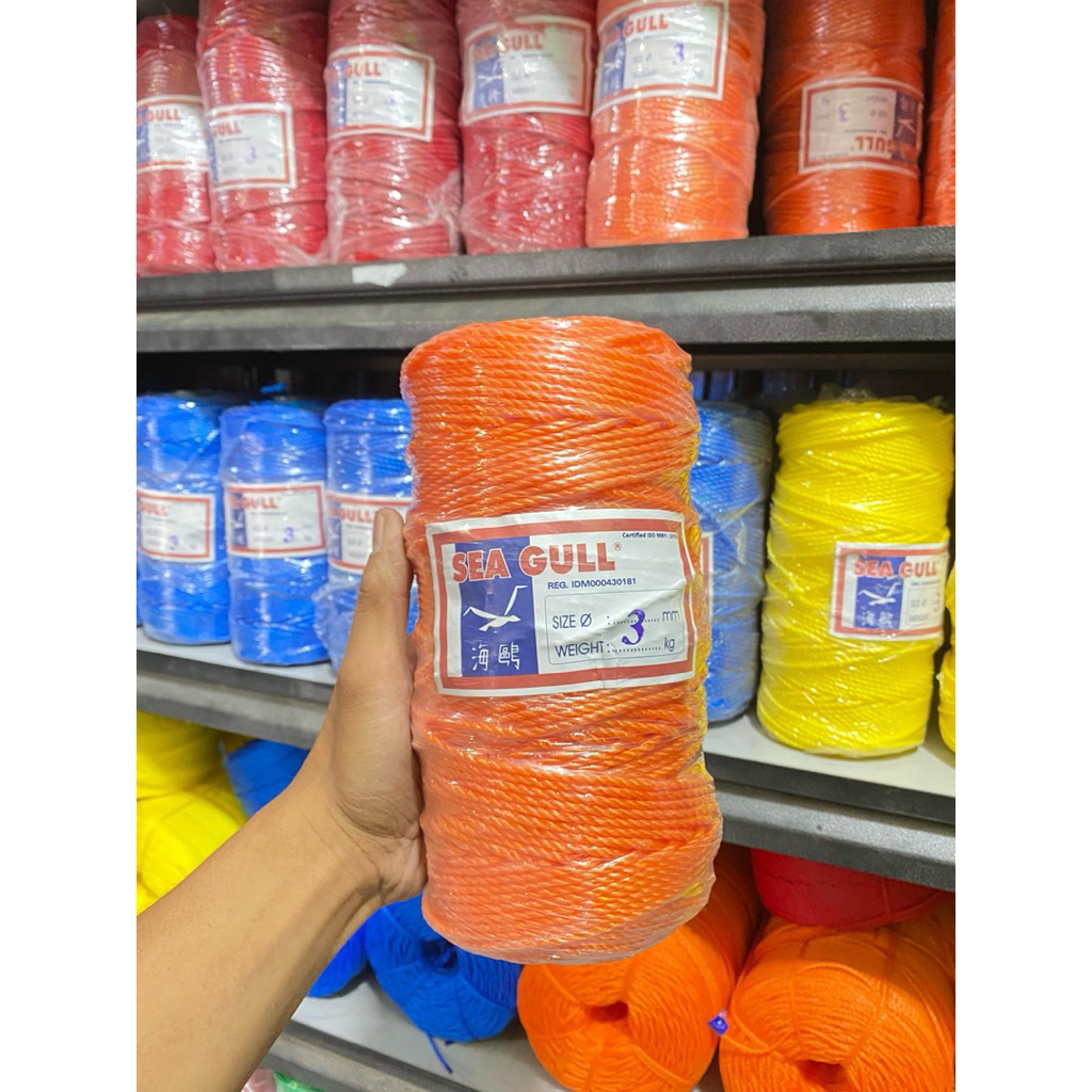 

Tali Tambang 3mm 200 Oren Merk Sea Gull Rope / Tambang 3 mili - Tali Karamba / Tali Jaring Burung - Tali Layangan - Tali Tampar