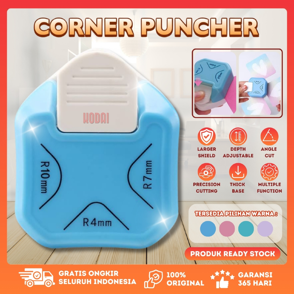

KODAI 3 in 1 Round Corner Cutter Pemotong Sudut Kertas Plastik Puncher Pembolong Ujung