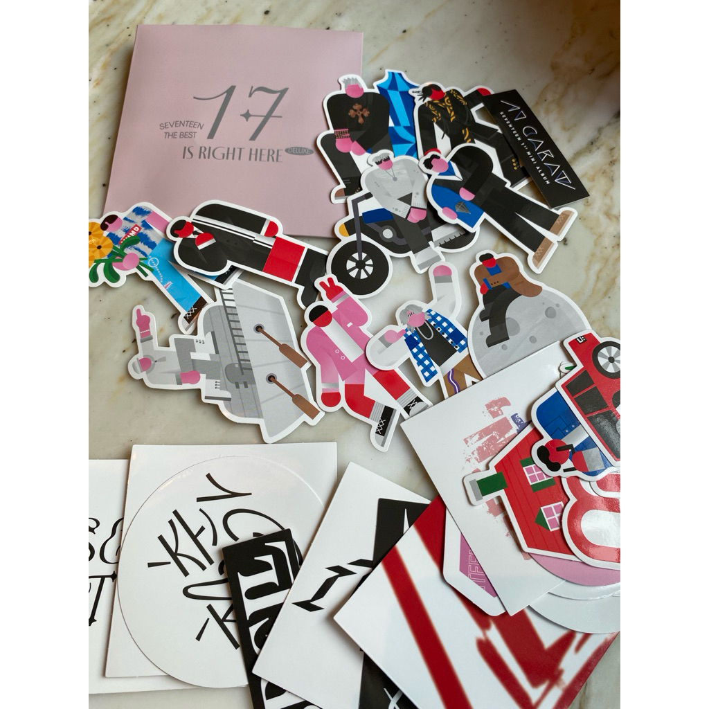 

(RARE) DAPAT SEMUA DI FOTO! SEVENTEEN 17 RIGHT HERE DELUXE OFFICIAL STICKER SET + AMPLOP