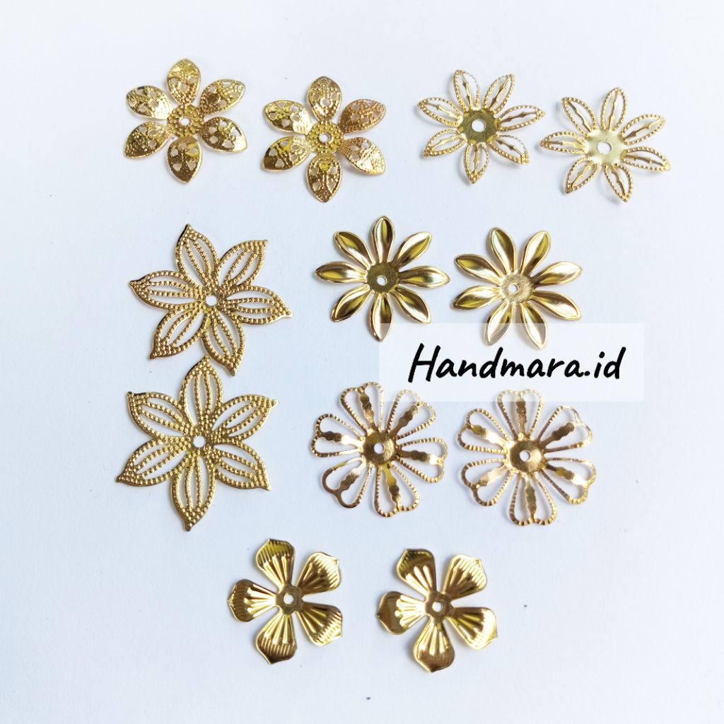 Lempengan Emas Bunga, Ornamen Emas Bunga Harga per 12 pcs