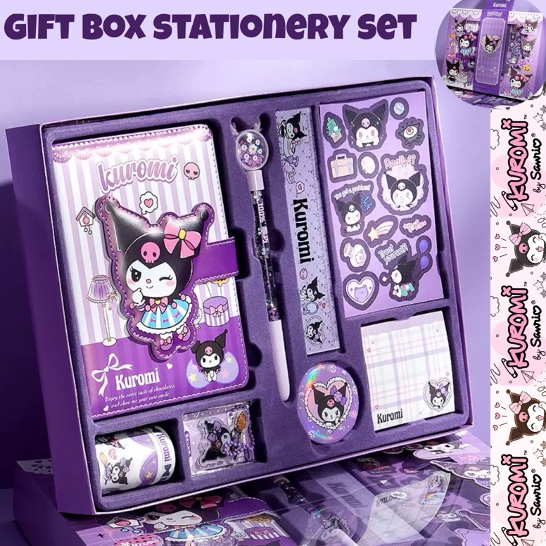 

Cekout sekarang ST1 Set Notebook Agenda Set Alat Tulis Gift Box Hadiah Kuromi My Melody Notebook Penggaris Sticker Memo Vs