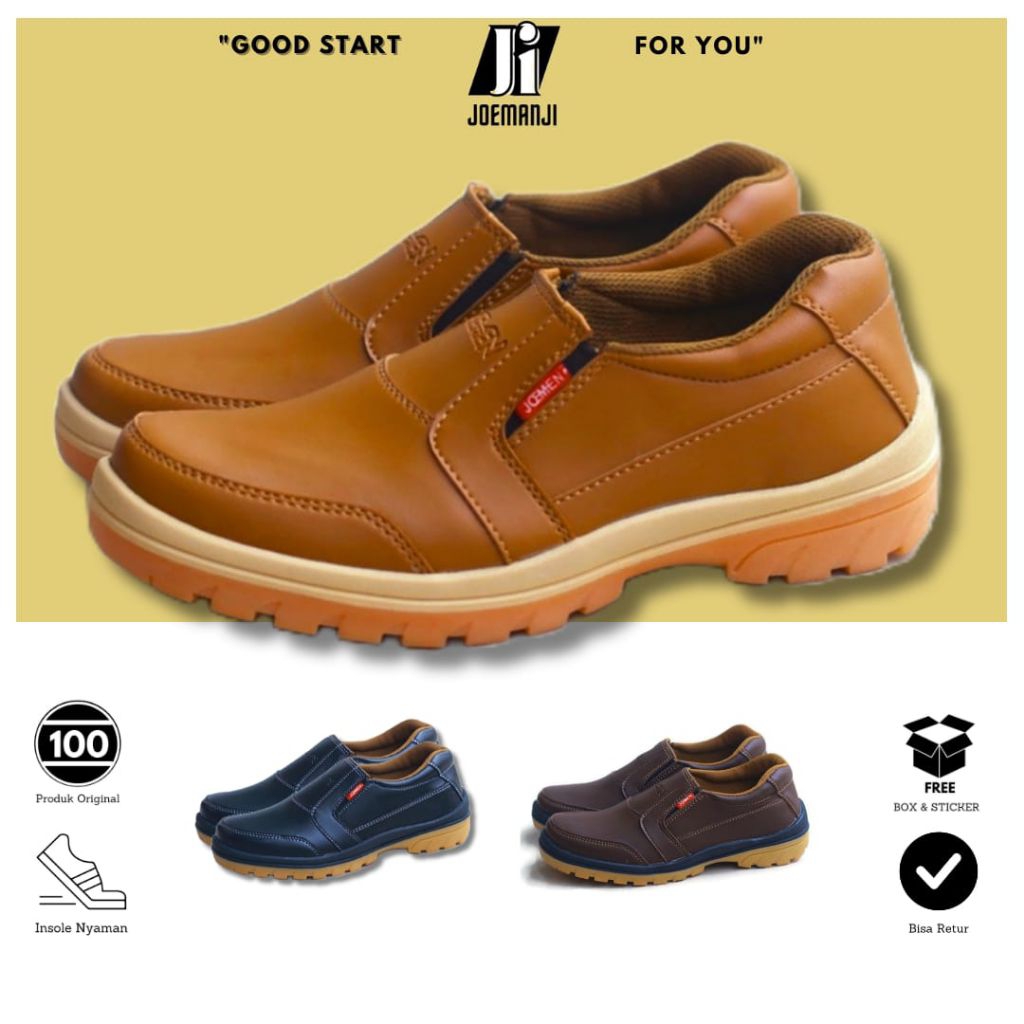 Sepatu Pria Kulit Slip on Casual Kasual Original 100% Branded Keren Tanpa Tali