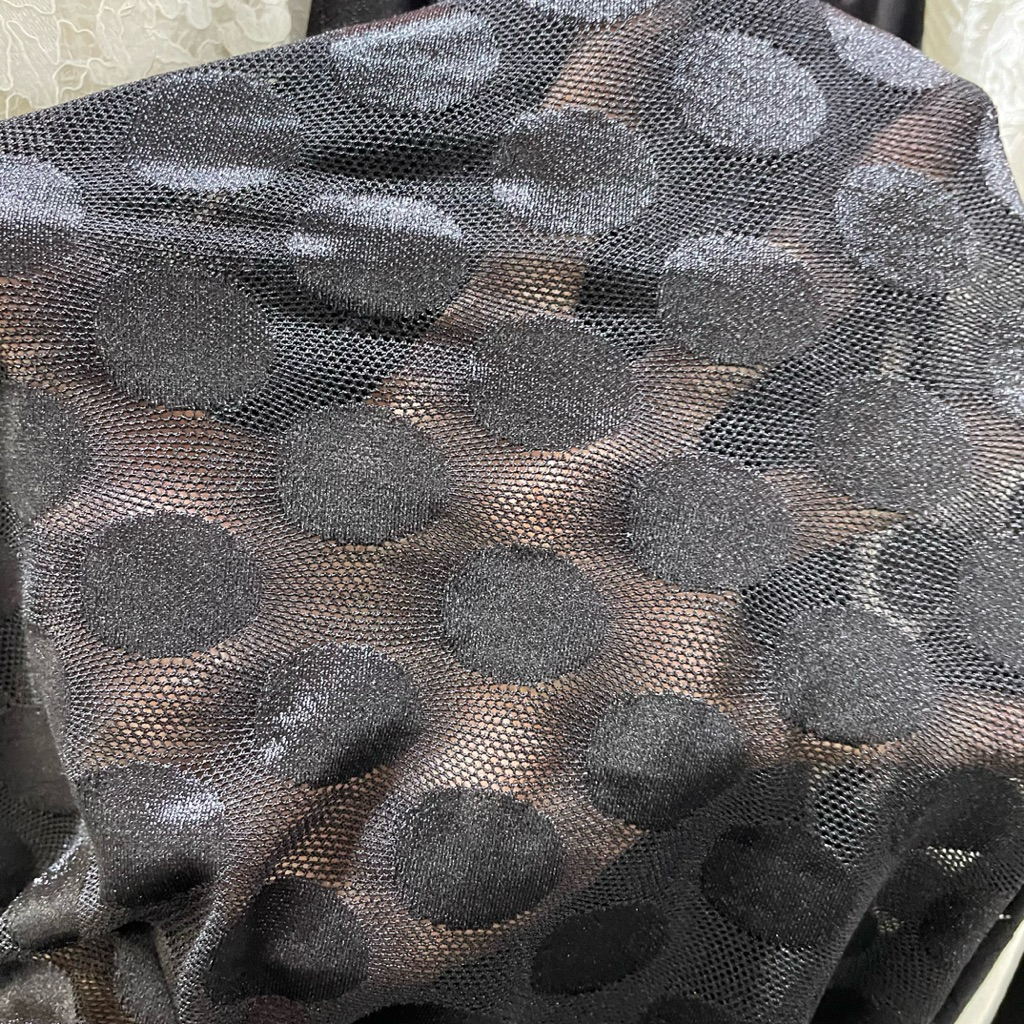 kain tille spandek motif polkadot premium - kain tulle brokat - kain tille street 4 sisi dt