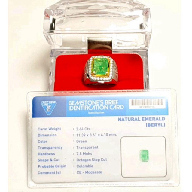Cincin natural zamrud emerald beryl cuting perak + memo high quality terbaik
