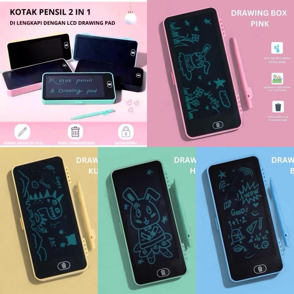 

Kotak Pensil Drawing Pad LCD Writing Pencil Case 2in1