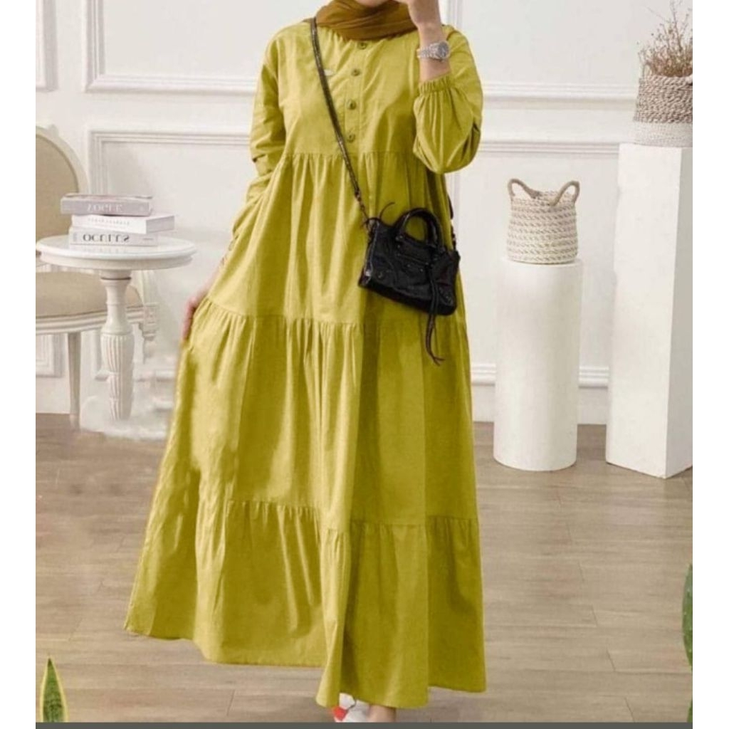 Terbaru Midi Dress Kirania/Midi Dress Rayon Twill Premium