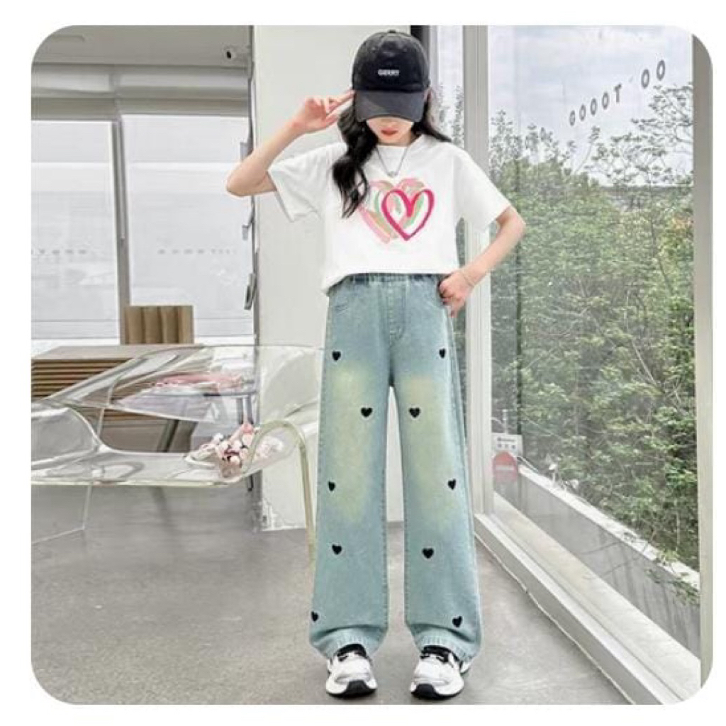 One set jeans kulot & atasan katun