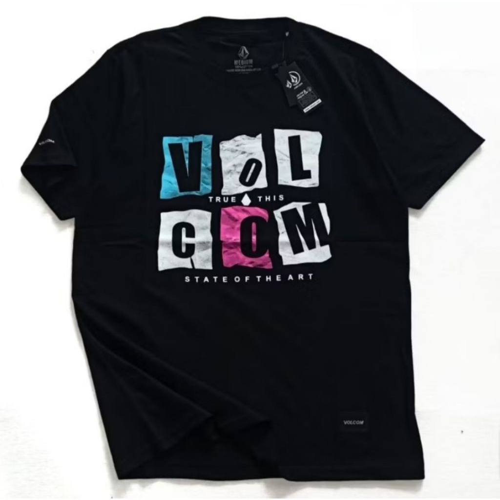 KAOS VOLCOM HITAM PRIA P120 KAOS DISTRO PRIA TSHIRT SURFING MOTIF TERBARU
