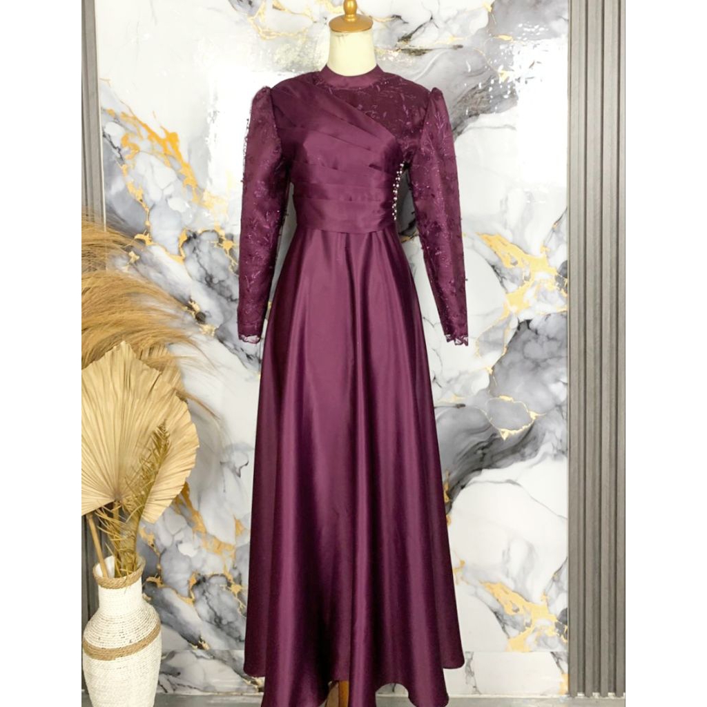 Aurell dress _ dress pesta ibu dan anak couple _ dress kondangan _ gaun kondangan _ gamis brukat