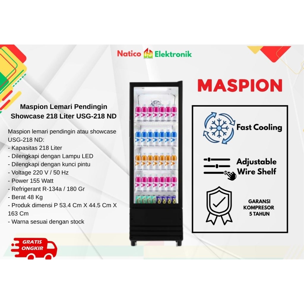 Maspion lemari pendingin atau showcase USG-218 ND